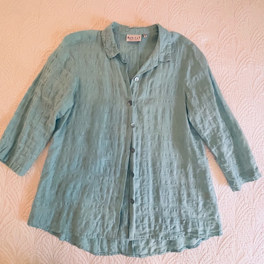 Habitat Aqua Textured Linen Shirt